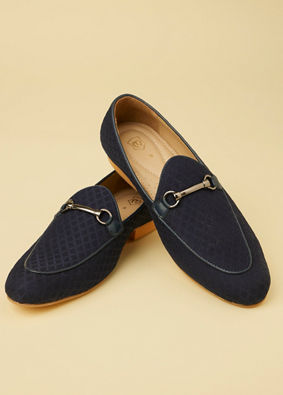 Navy Blue Self Patterned Loafers image number 0